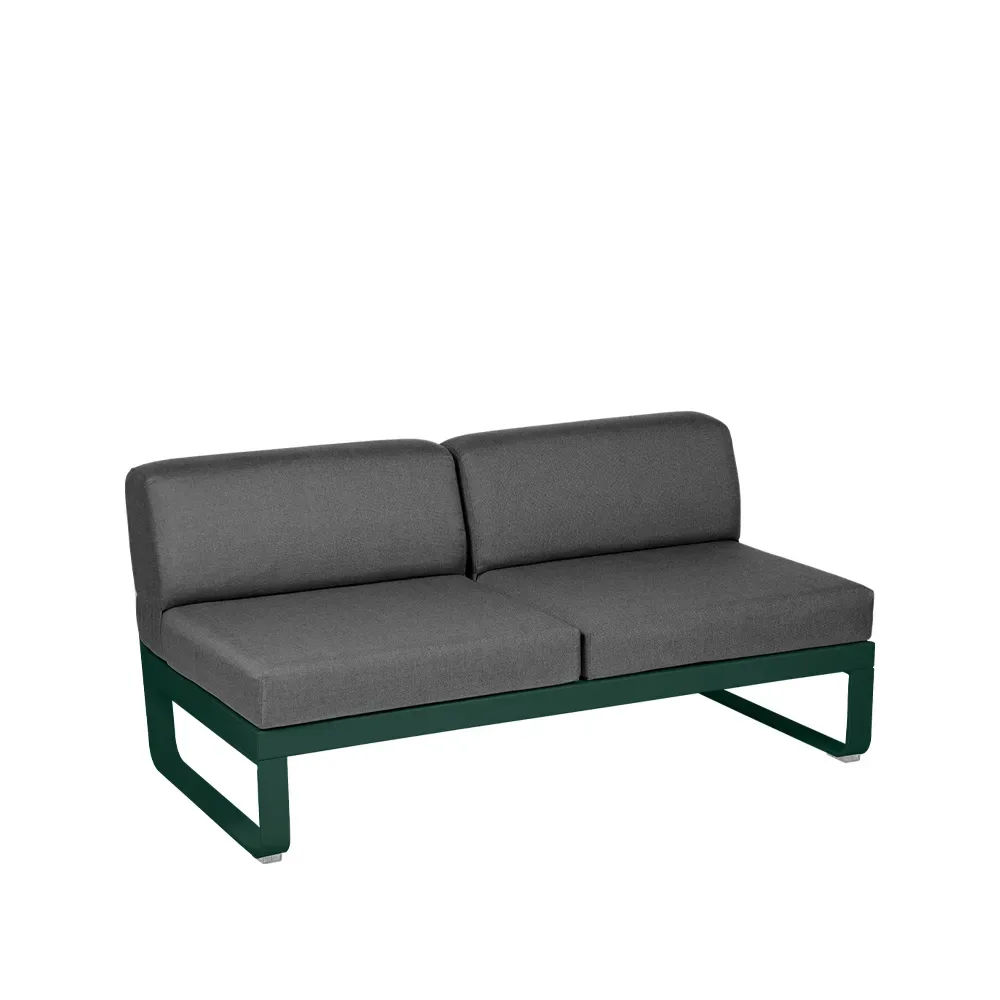 Fermob Bellevie Central modulsoffa 2-sits Cedar green (grön), graphite grey dyna