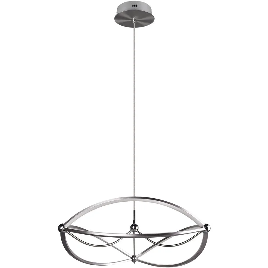 Pendellampe Caro Grau Metall 150 cm - Farbe: Nickel matt - LED - Lichtfarbe: Warmweiss - LED Energiesparlampen