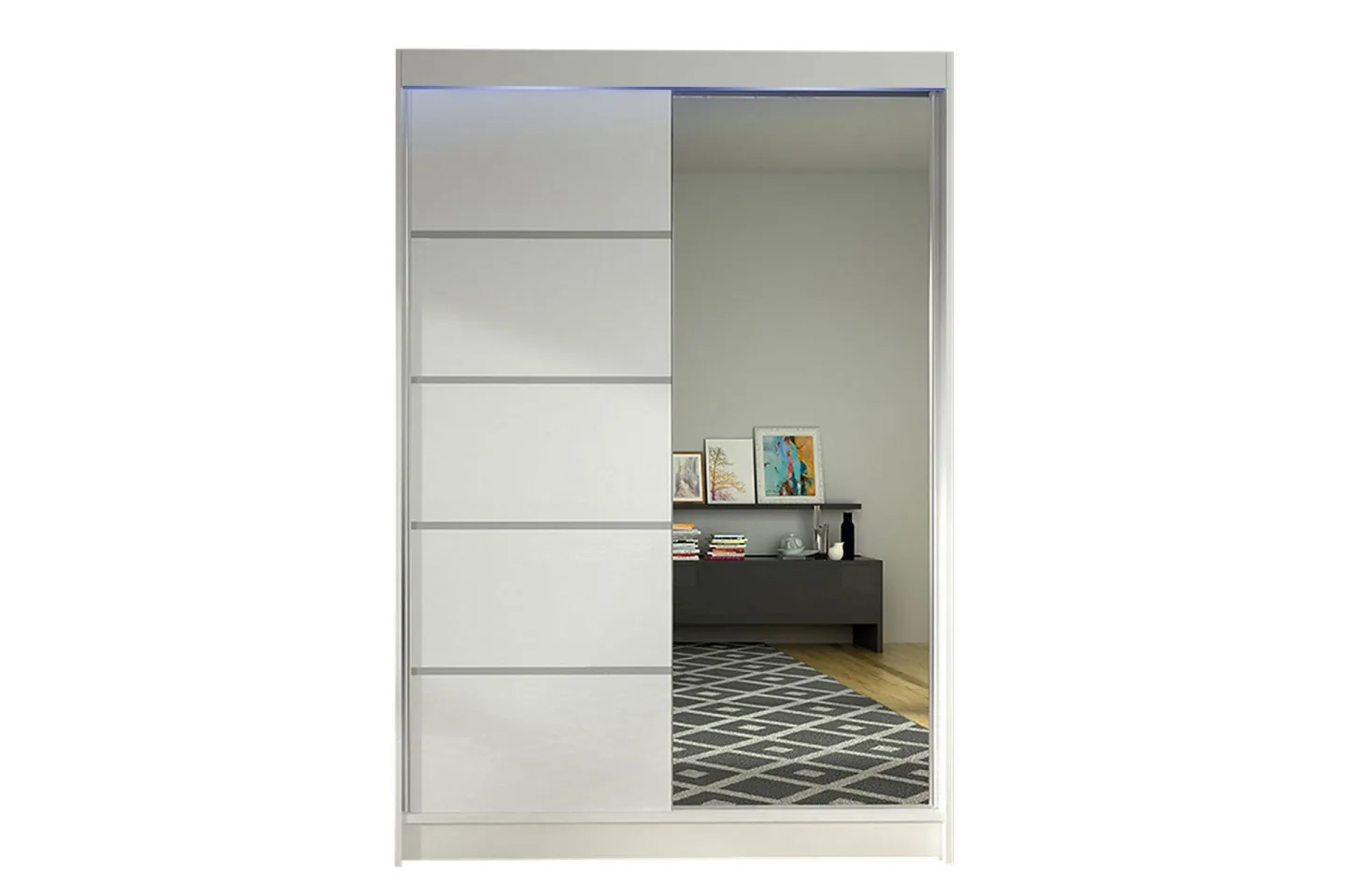 Liverpool Garderob med Spegel 120x200 cm - Vit