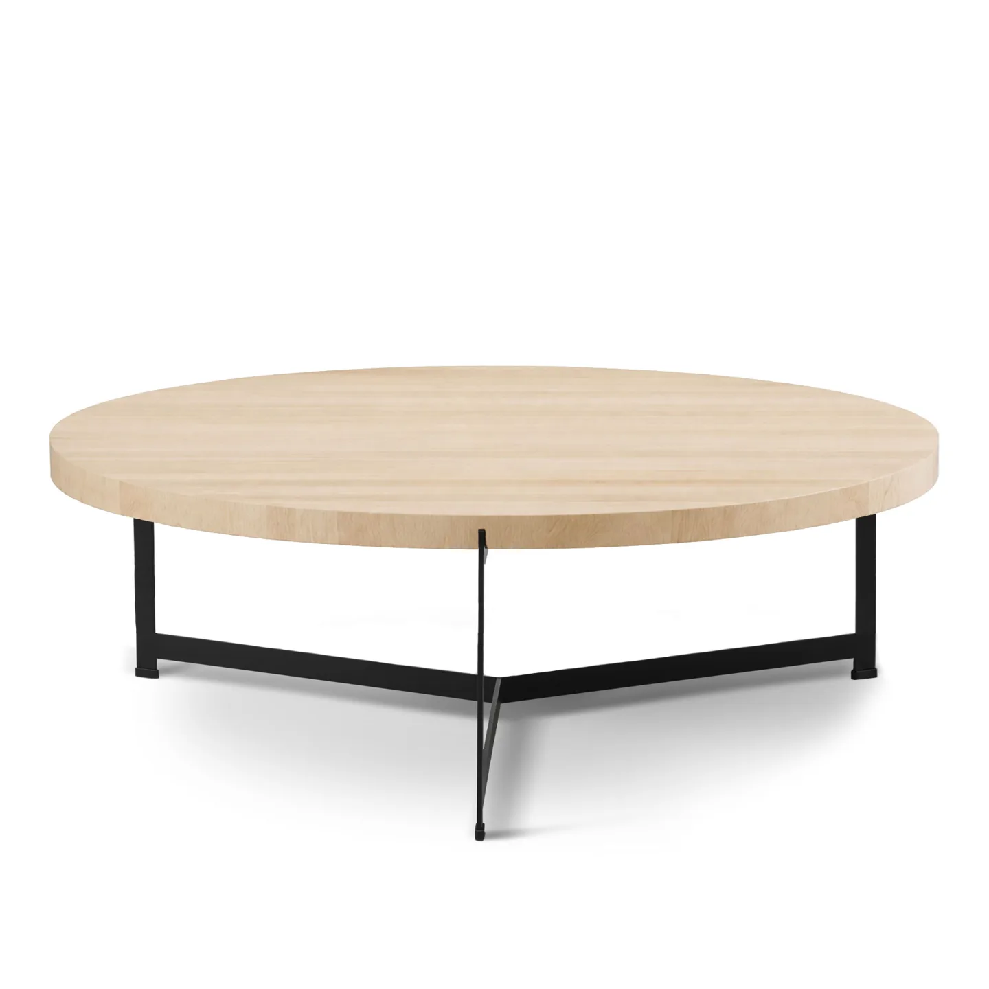 Dk3 - Plateau Coffee Table - Ø 80 cm - Höjd 35 cm, Skiva i Tvålad ek, Underrede i Svart pulverlackerat stål - Soffbord - Søren Rose Studio - Träfärgad - Metall/Trä