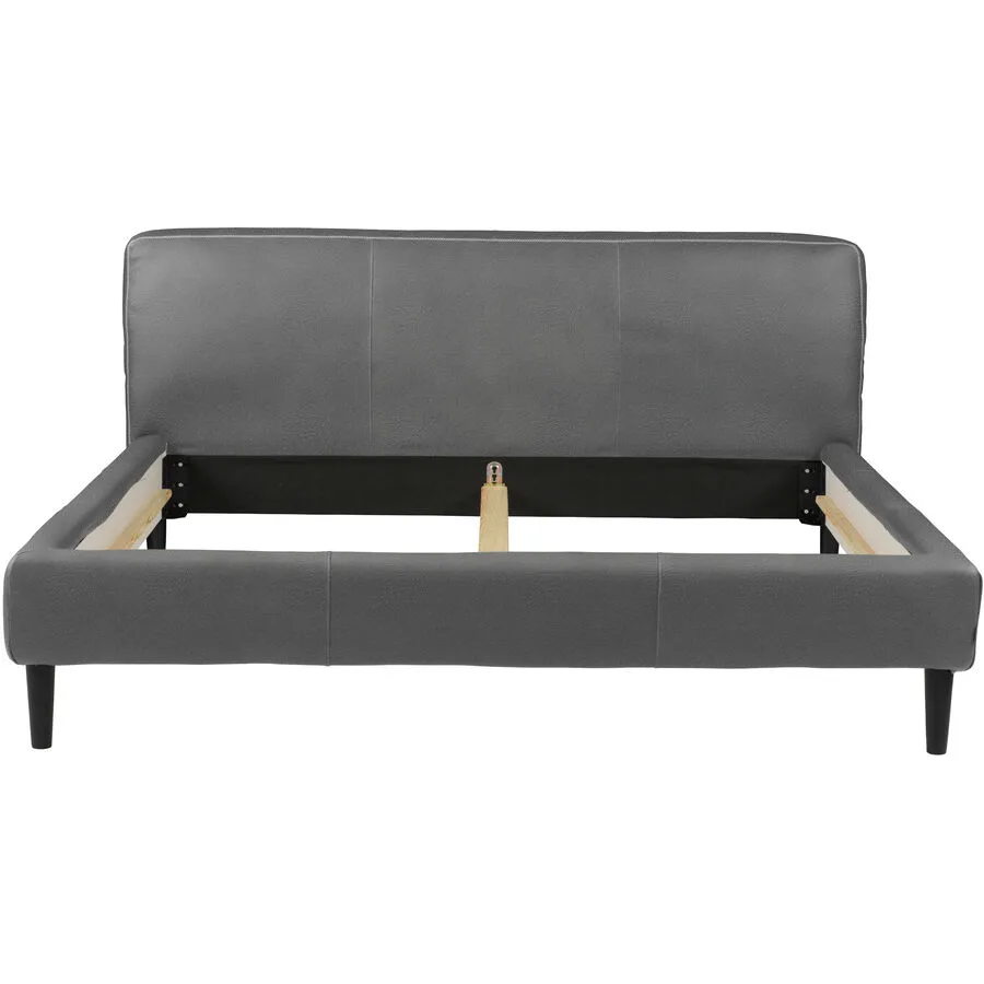 Bett Bly Grau Leder 180 x 200 cm