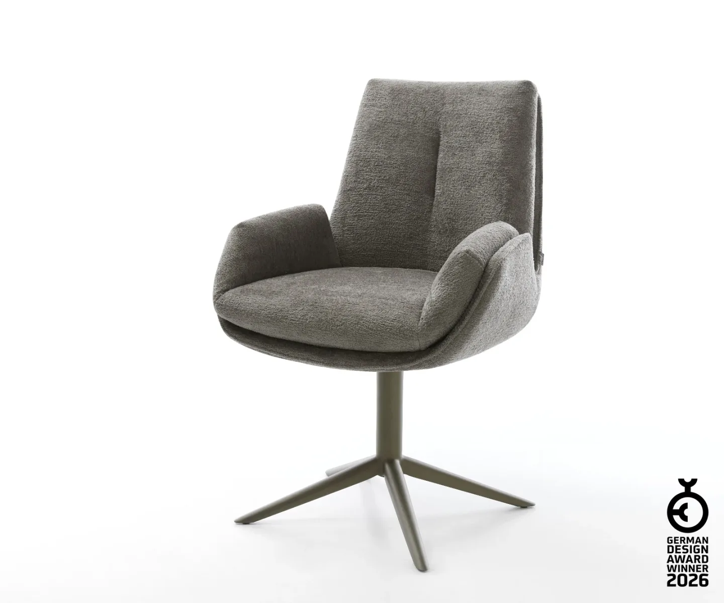 Drehstuhl Clea-Flex Bouclé Soft Schlamm Fußkreuz Effektfinish Titan 360° drehbar Wippfunktion