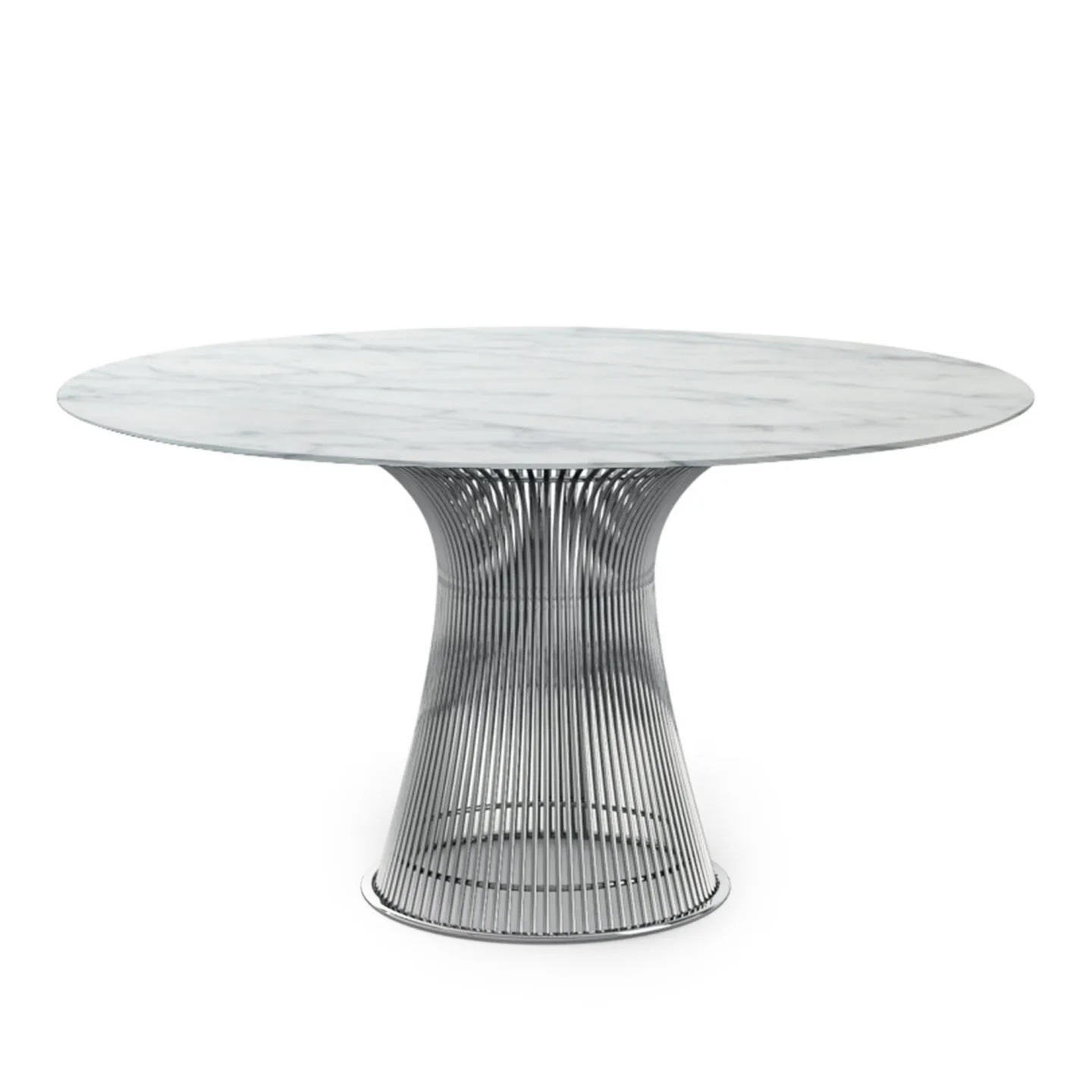 Knoll - Platner Large Round Dining Table Polished Nickel / Arbescato Marble Top - Matbord - Warren Platner - Vit - Metall/Sten