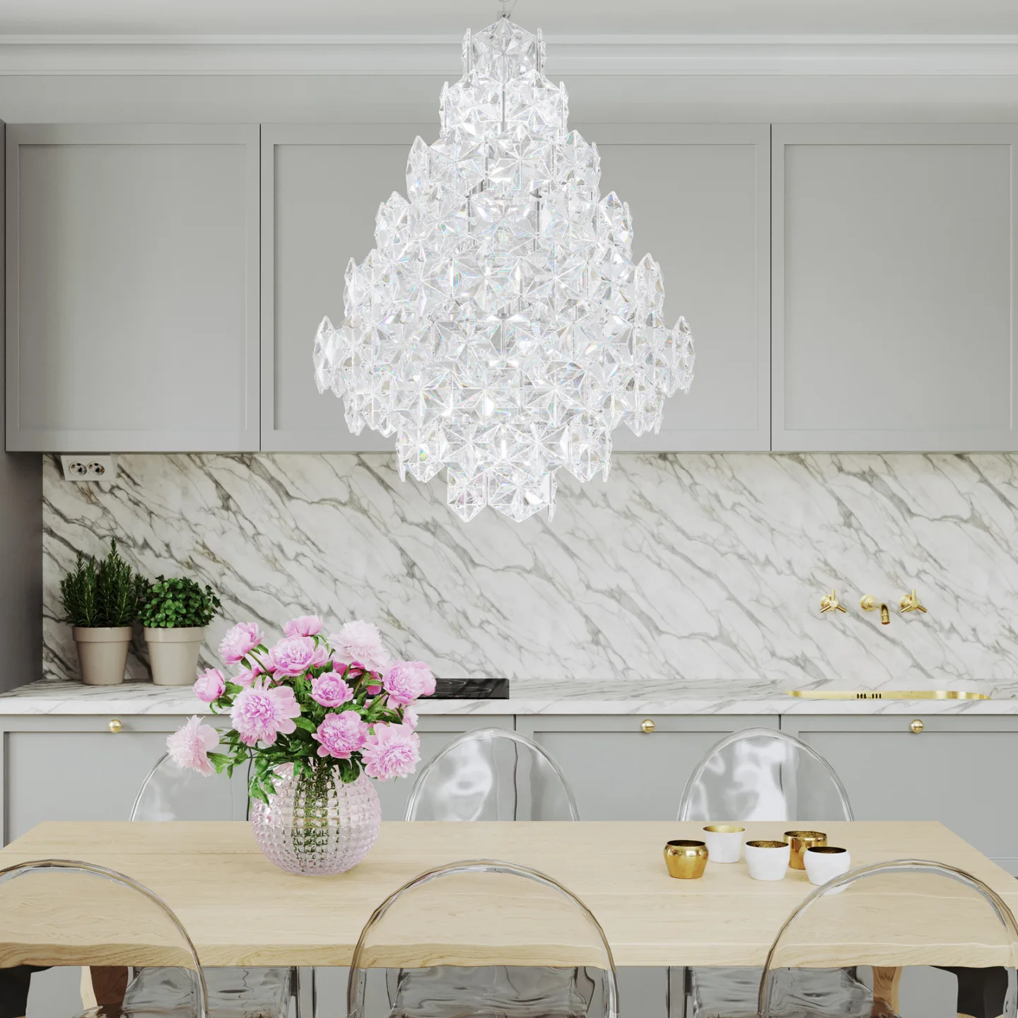 Monarque Grande Pendelleuchte Ø57 Chrome/Clear - By Rydéns - Wohnzimmer - Design - Kunststoff - Einflammig