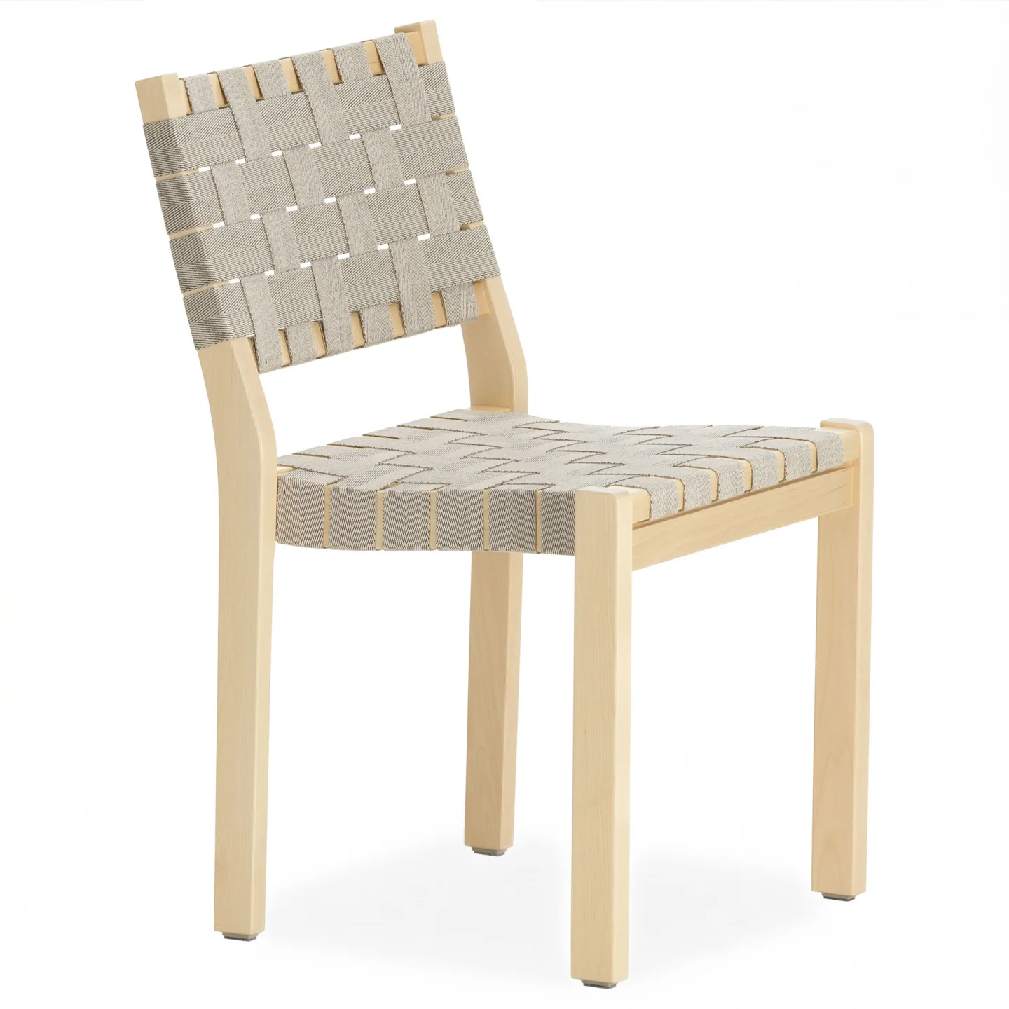 Artek - Chair 611 Björk/Natural Black - Matstolar - Alvar Aalto - Beige - Naturmaterial/Trä