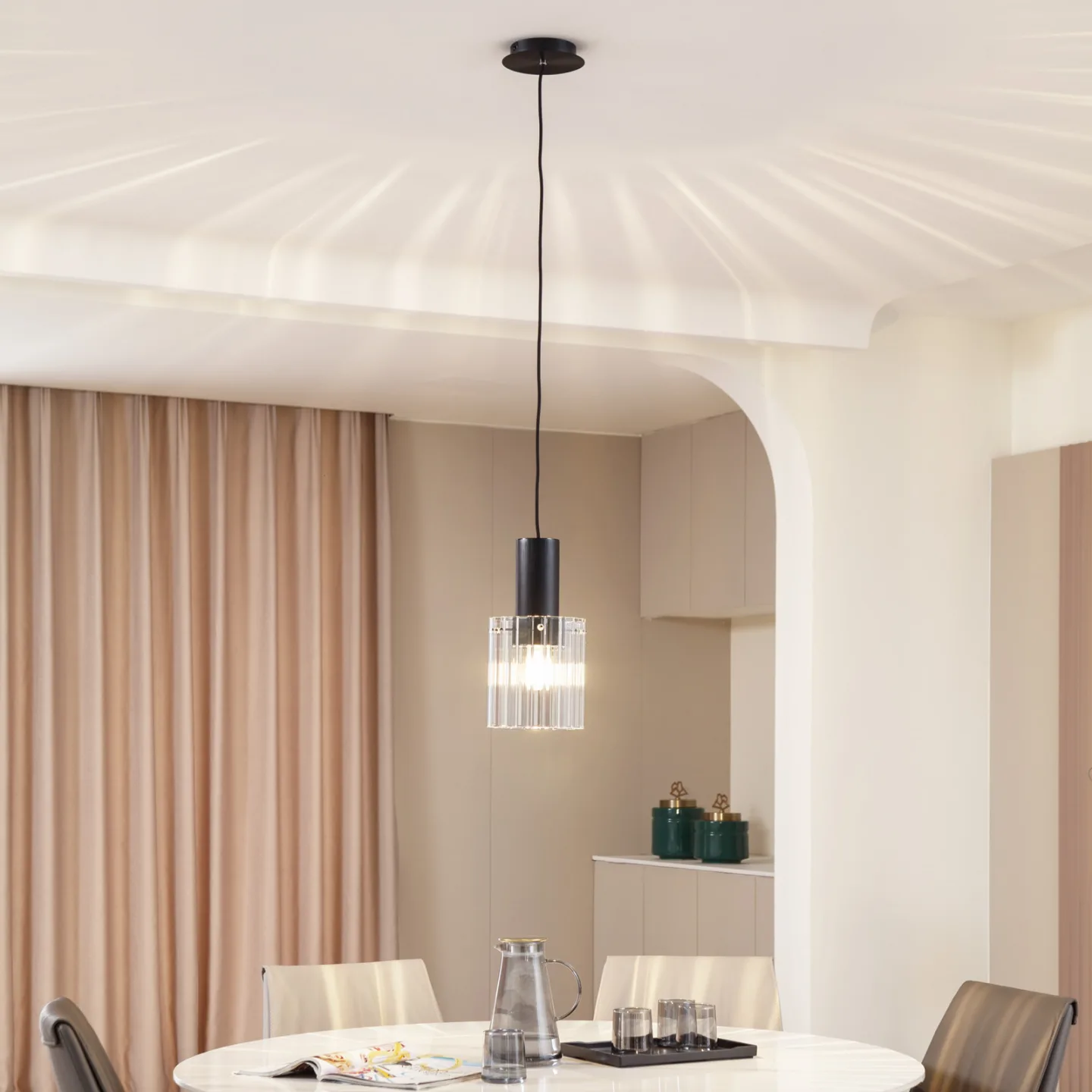 Eirian Taklampa Clear/Black - Lucande - Vardagsrum - Modern - Glas - Med en ljuskälla