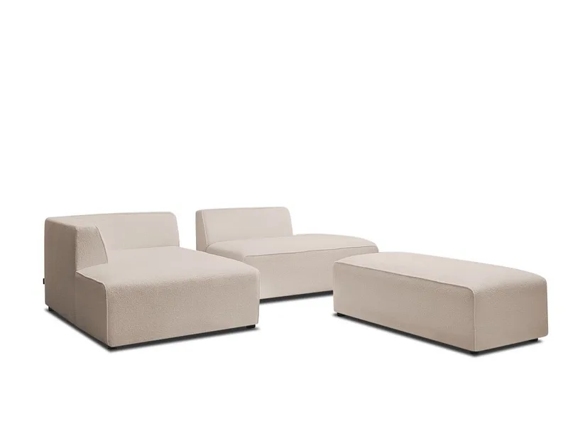 Ecksofa mit Hocker BOBOCHIC MEGEVE Boucle-Stoff beige