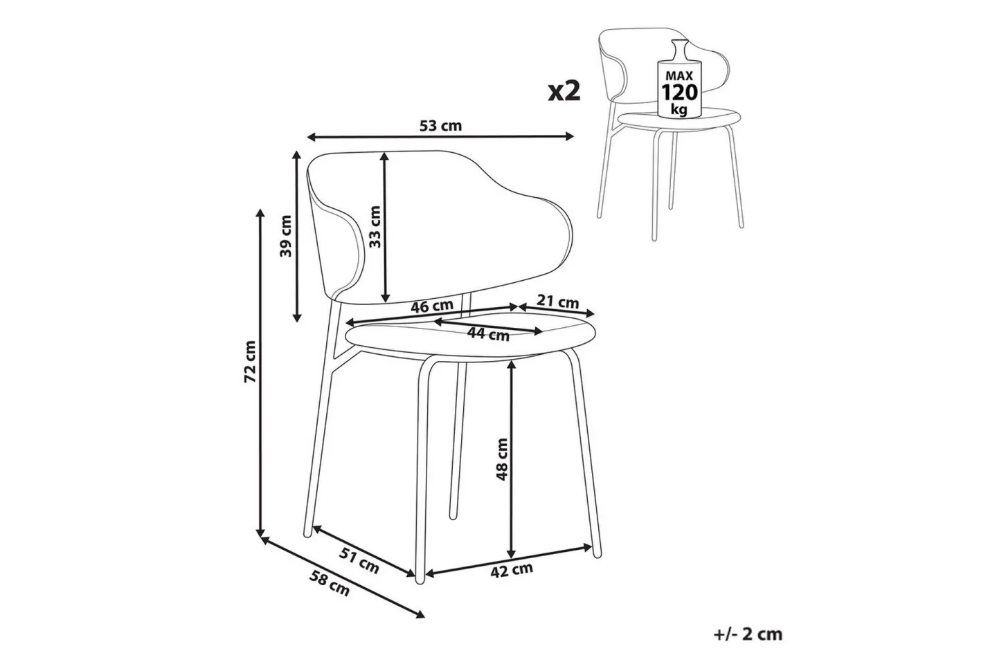 Matsalsstol Kenai set om 2 -