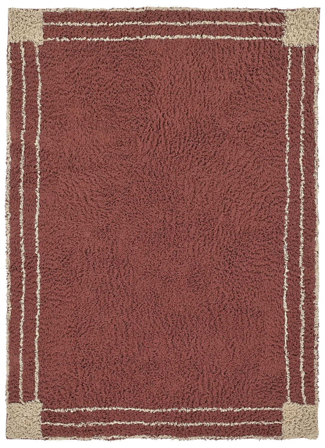 Ryetepper - Cataya Natural Cotton Shaggy (brun/beige) (Størrelse: 80 x 150 cm)