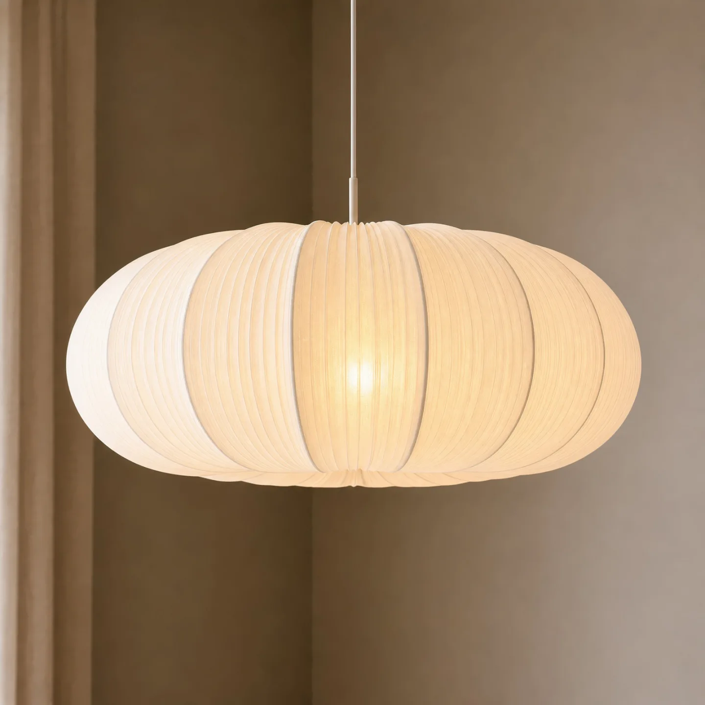 Marielle Hängeleuchte, 3 x E27, Textil, Ø 55 cm, weiß - Lindby - Wohnzimmer - Skandinavisch - Stoff / Textil - Einflammig