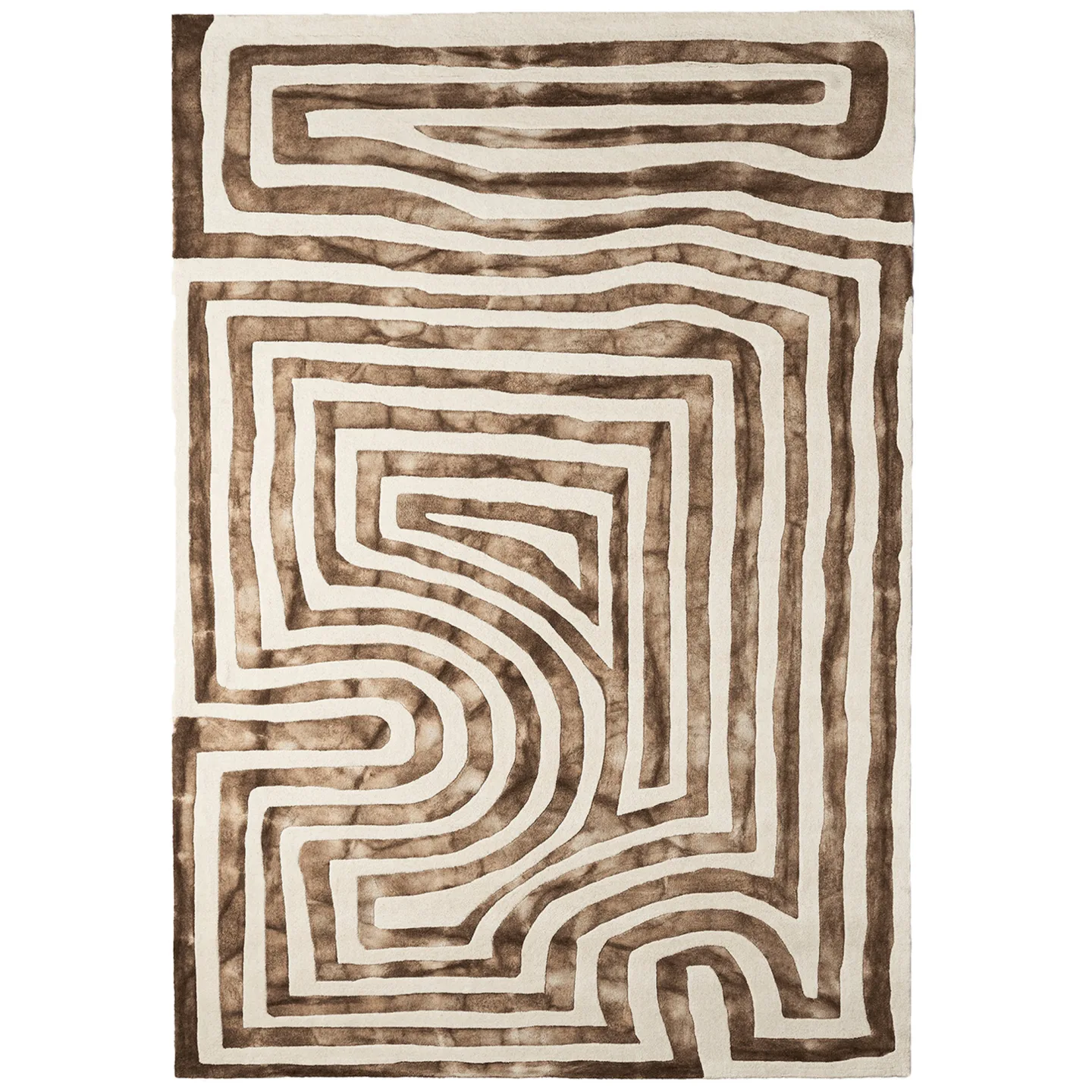 Dusty Deco - Psychedelic Labyrinth Rug Beige Dip Dye - Ullmattor - Edin & Lina Kjellvertz - Brun - Ull