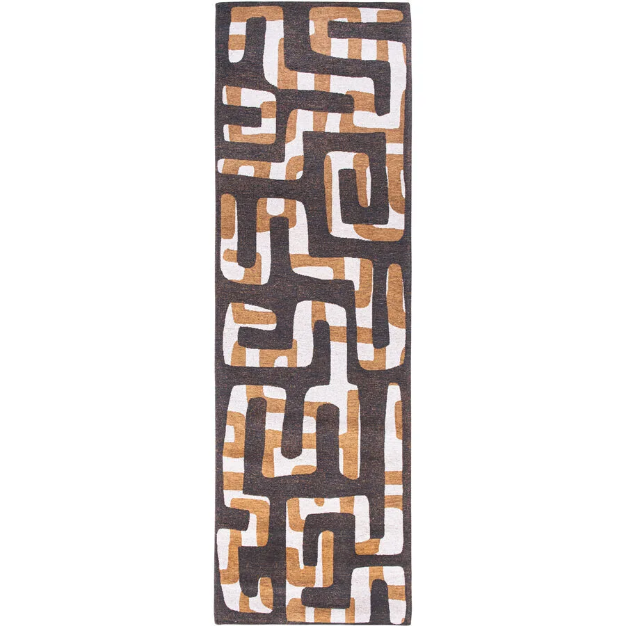 Teppich Kuba Dunkelbraun, Hellbraun, Creme Anderes Muster Polyester 80 x 250 cm