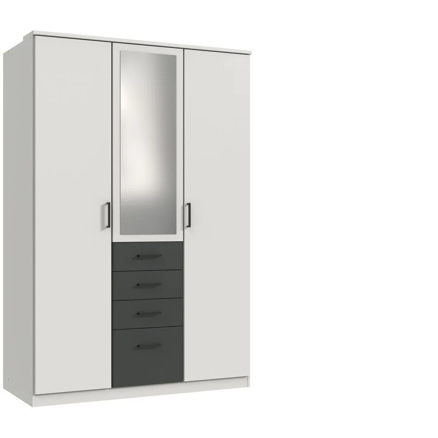 Kleiderschrank Coty Weiss/graphit Holzwerkstoff B 135 cm