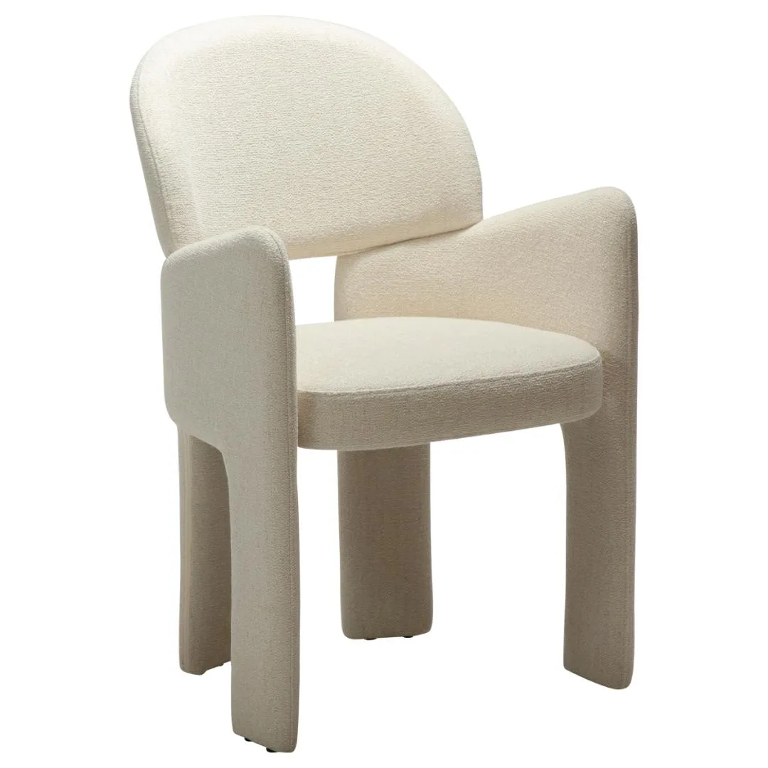 Aole Dan-Form Esszimmerstuhl mit Armlehnen Bouclé beige.