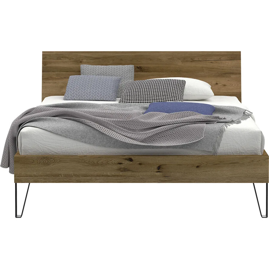 Bett Holz Werk eiche Sumpfeiche Massivholz 140 x 200 cm