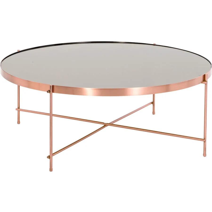 Salontisch Meilen kupfer, spiegel Metall, Spiegelglas B 82.5 cm T 82.5 cm