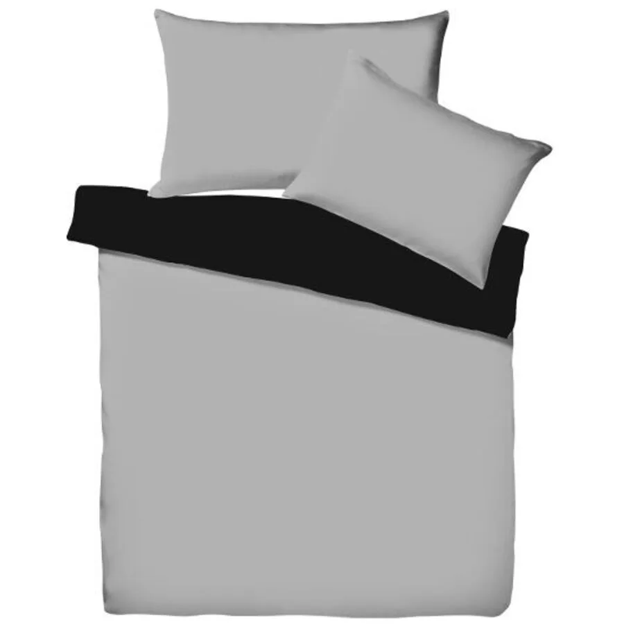 Living Home Bettwäschegarnitur Uni Doubleface Schiefer/Schwarz Baumwolle 160 x 210 cm