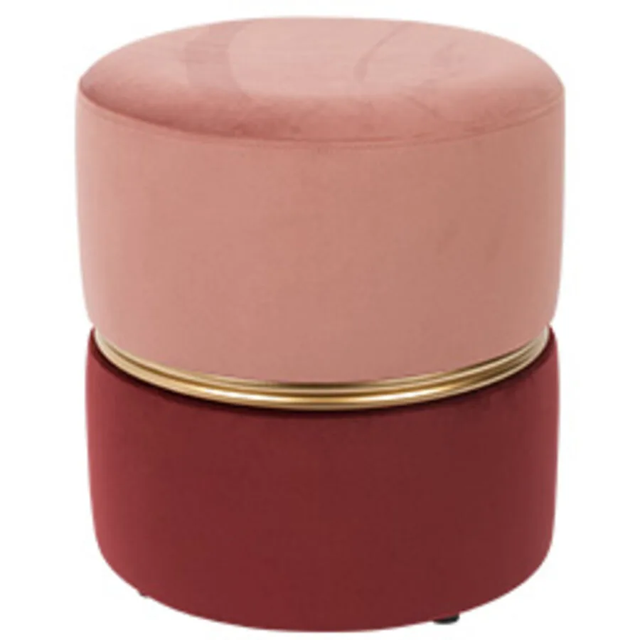 Hocker Fine Rosa, Dunkelrot, Gold Stoff B 35 H 39 cm