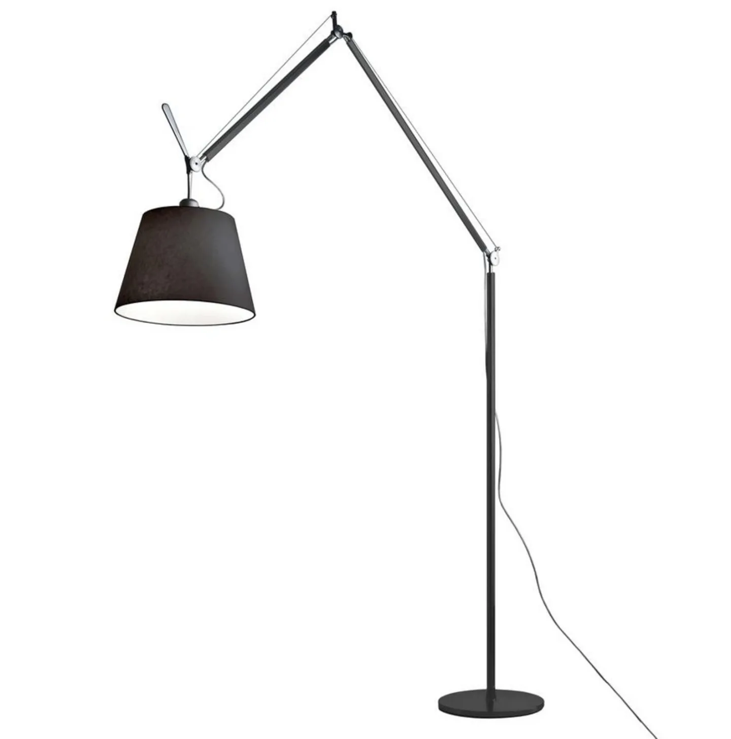 Tolomeo Mega Stehleuchte Ø42, satin/schwarz - Artemide - Wohnzimmer - Aluminium