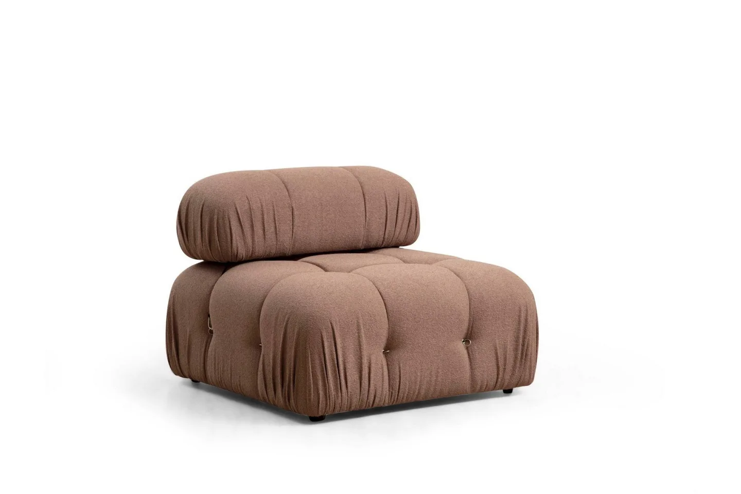 Belgin Mittmodul / Fåtölj 95 cm med fast ryggstöd och repdetaljer - Brun