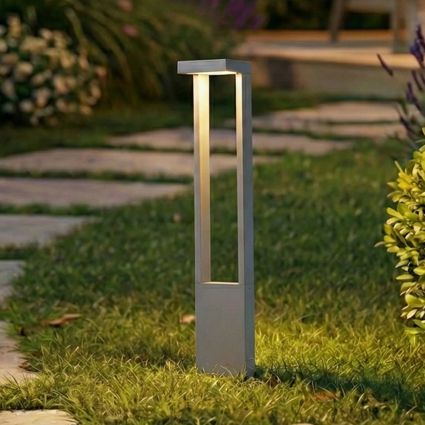 Lonete LED-Wegeleuchte, Höhe 65 cm, steingrau, IP65 - Lindby - Terrasse - Modern - Aluminium - Eckig