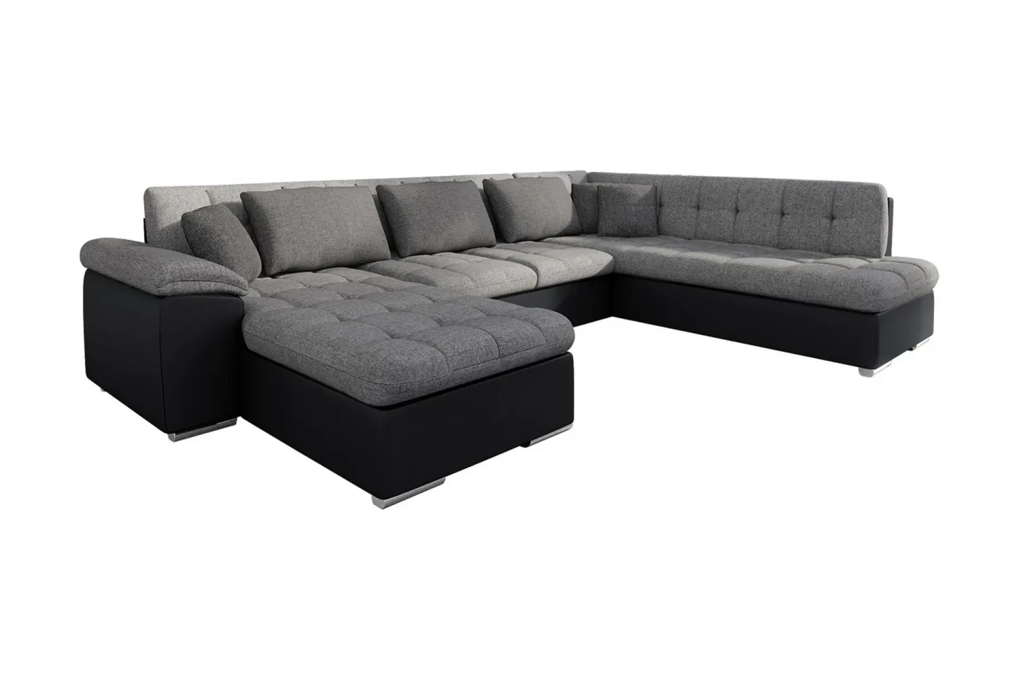 Niko U-Bäddsoffa 350x205x76 cm Divan Vänster - Grå/Svart