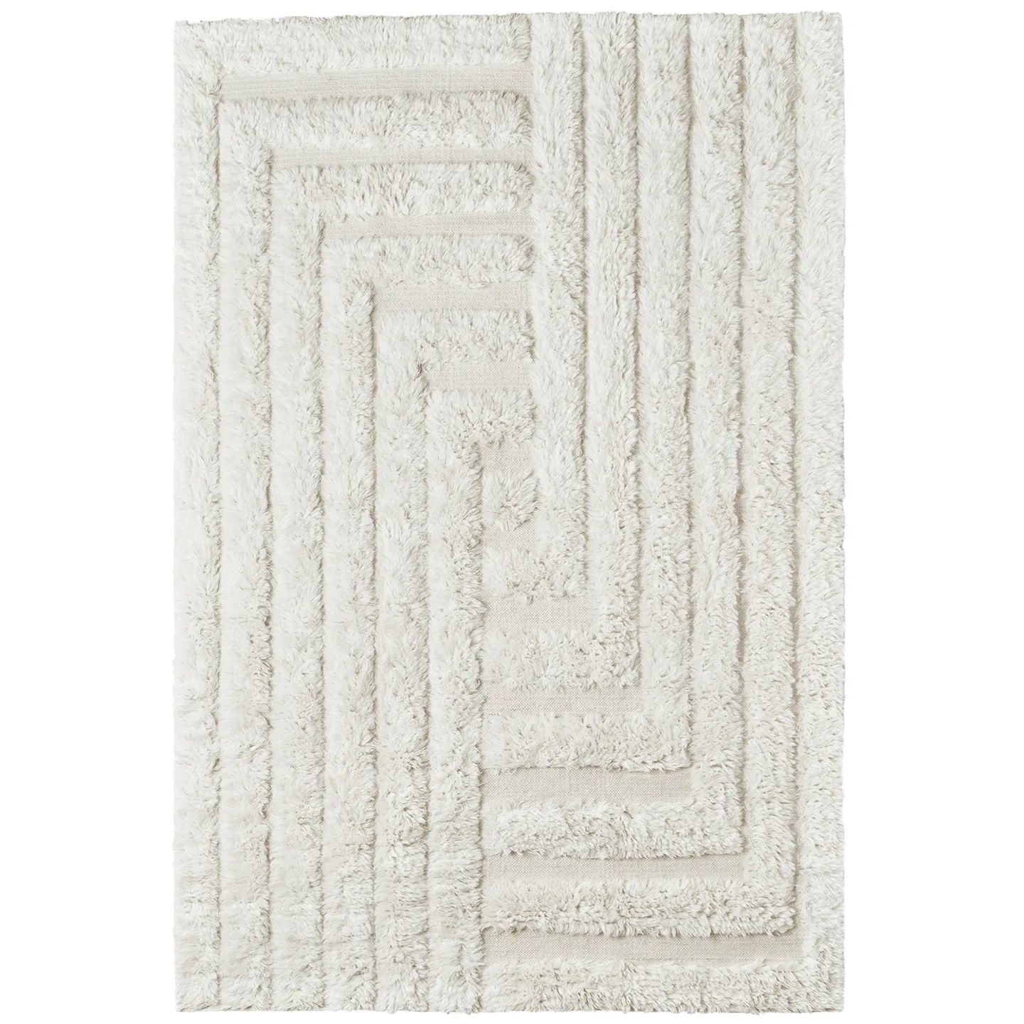 Dusty Deco - Shaggy Labyrinth Rug White 250x350 - Ullmattor - Edin & Lina Kjellvertz - Vit