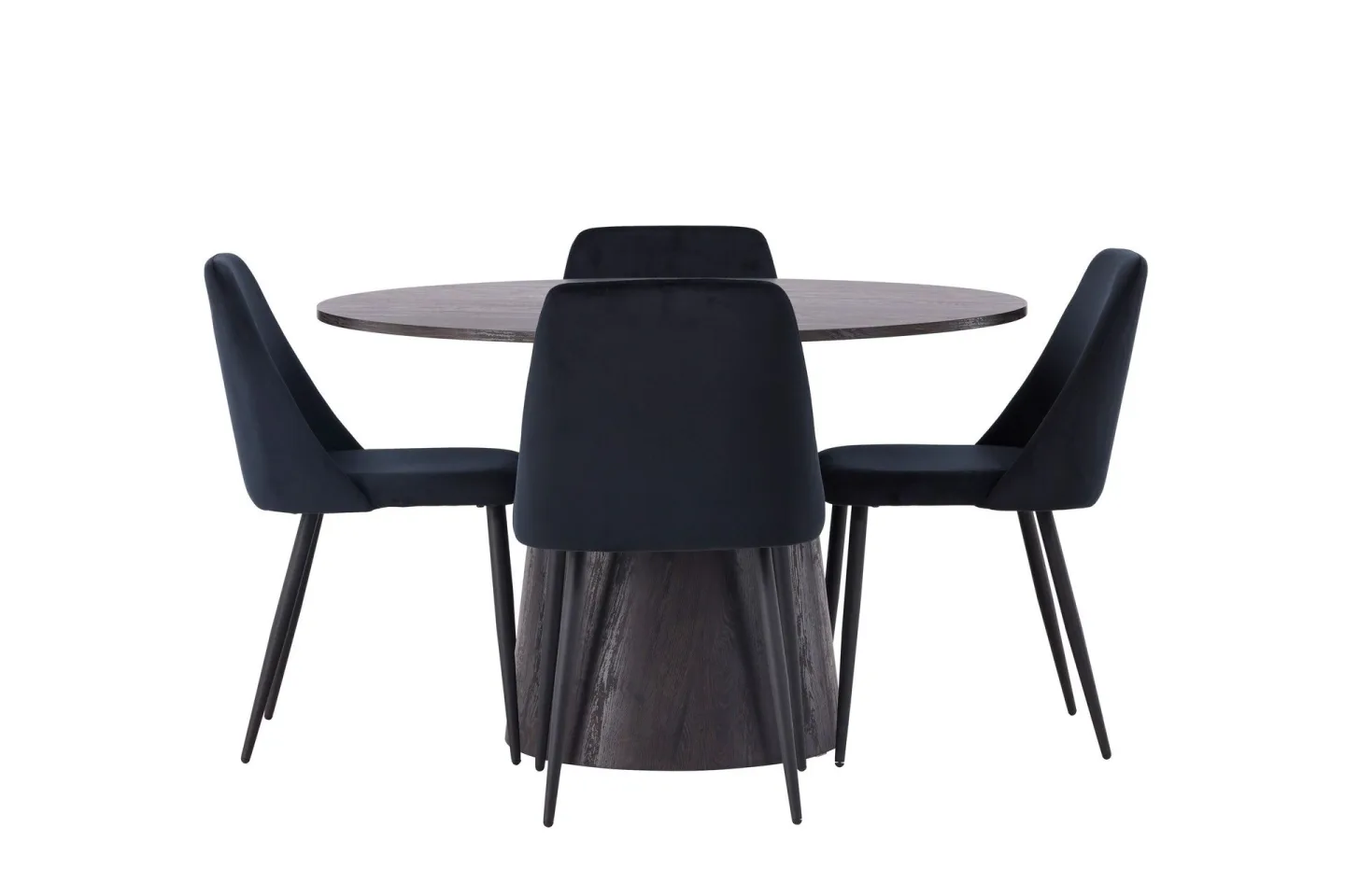 Lanzo Matgrupp 120 cm Rund med 4 Night stolar - Svart