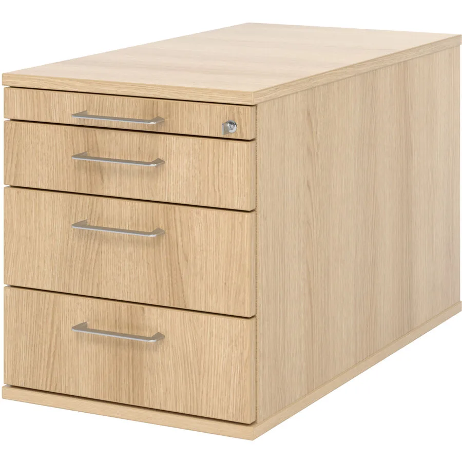 Rollcontainer Office eiche/Aluminium gebürstet Holzwerkstoff B 42.8 cm H 51.2 cm