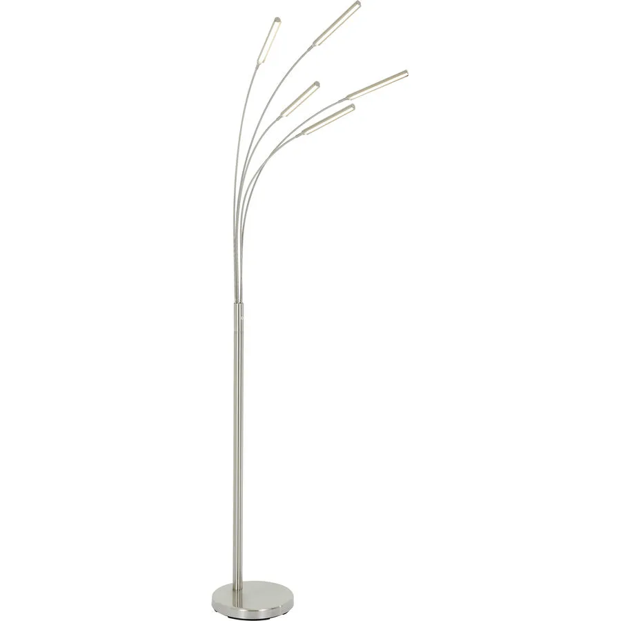 Stehlampe Fico Silber Metall 30 cm 196 cm - Farbe: Nickel matt - LED - Lichtfarbe: Warmweiss - LED Energiesparlampen