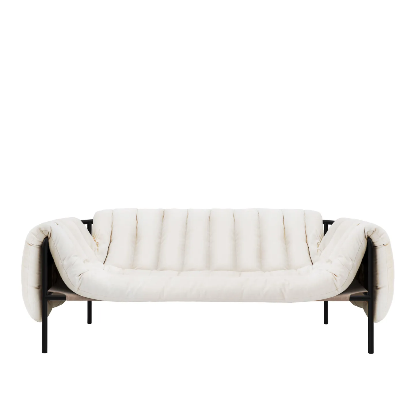 HEM - Puffy 2.5-seater Sofa Natural/Black Grey - Soffor - Flerfärgad - Bomull/Naturmaterial/Metall/Textilmaterial/Plast
