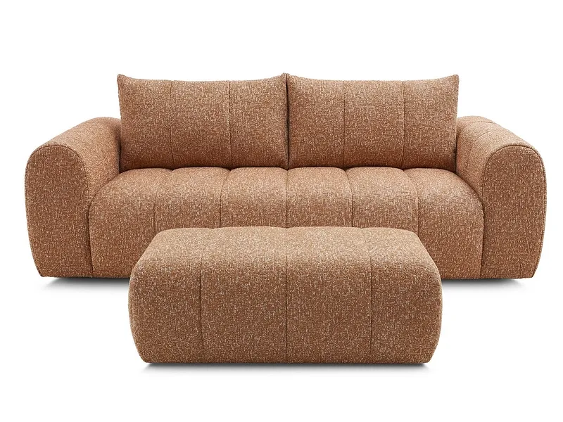 3er Sofa mit Hocker BOBOCHIC NESTY Stoff chiniert orange