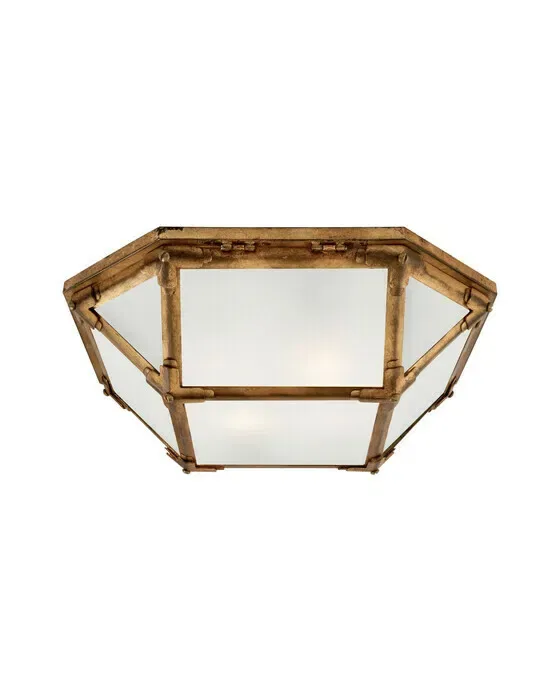 Morris Flush Mount Gilded Iron/Frosted Glass