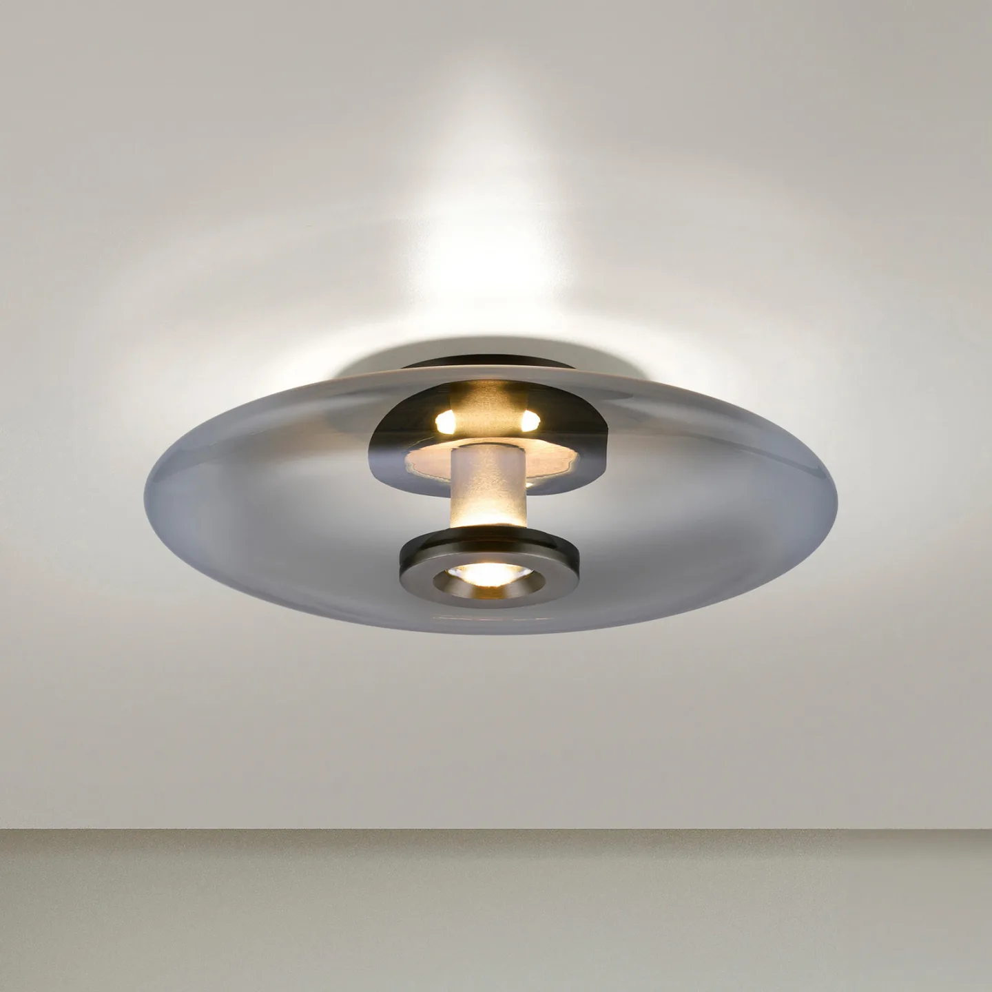 Vitrum LED-Deckenlampe, grau, Glas/Aluminium, Ø 45 cm - PURE - Wohnzimmer - Modern - Mit Schirm