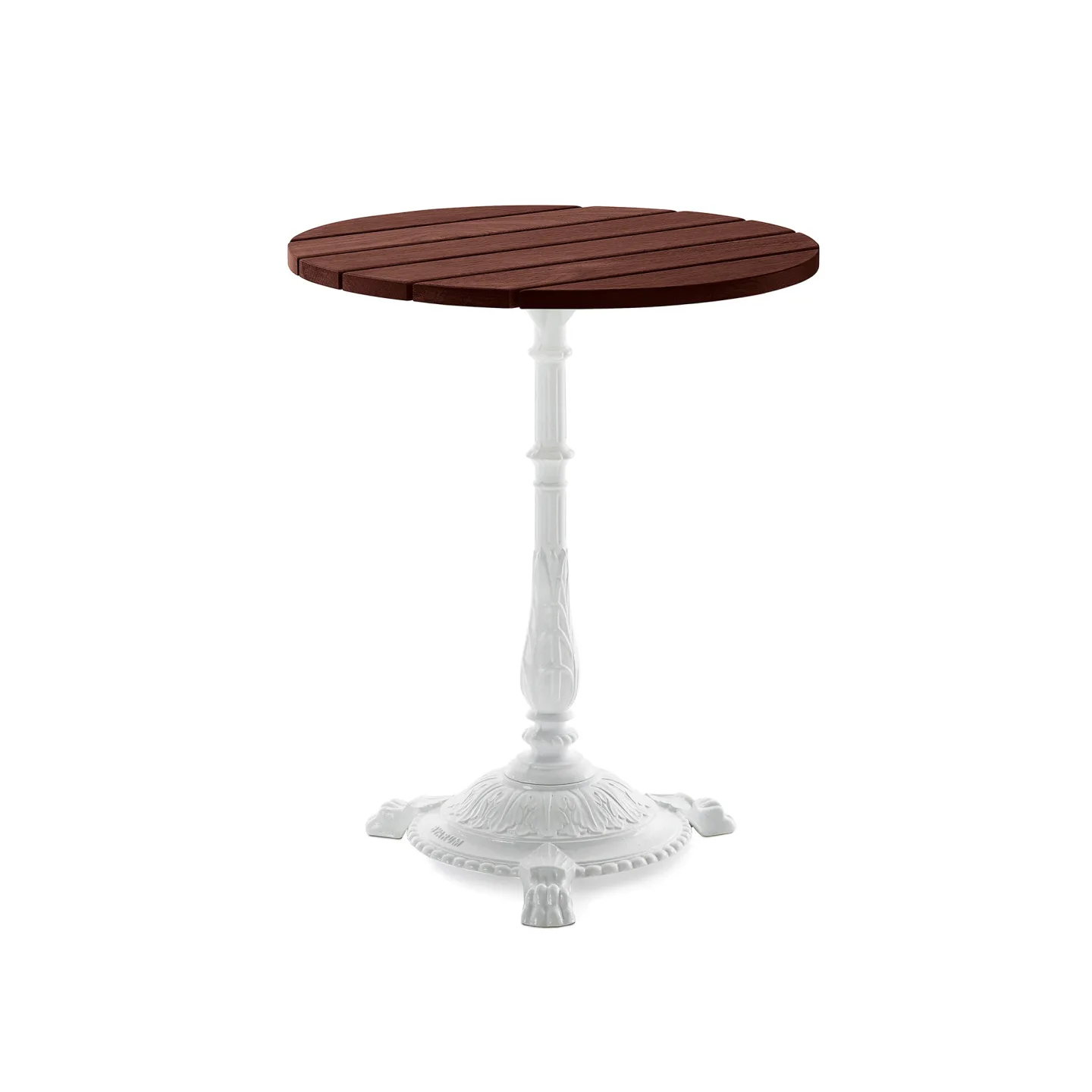 Byarums Bruk - Bord Classic Café Ø60 cm 3-tass – Brunlaserad furu/Vitlackerad Aluminium - Matbord utomhus - Vit - Metall/Trä