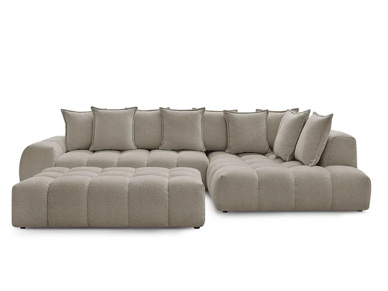 Ecksofa mit Hocker BOBOCHIC EVEREST Stoff chiniert taupe