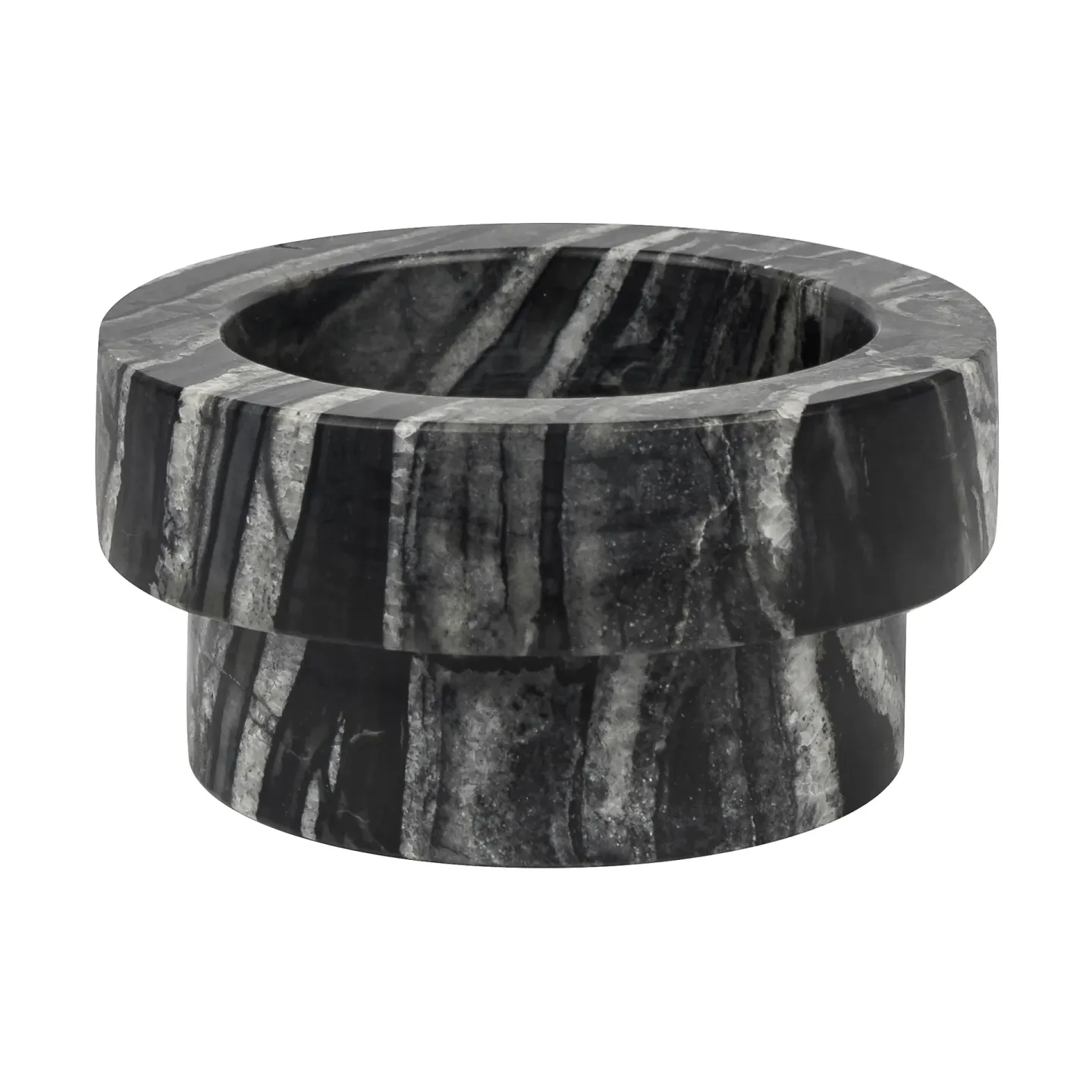 Mette Ditmer Marble Kerzenhalter für Blockkerze 5cm Schwarz-grau