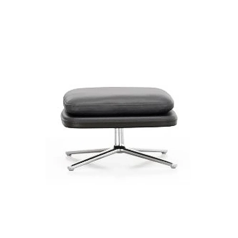 Vitra Grand Relax fotpall Leather premium F 66 nero-aluminium