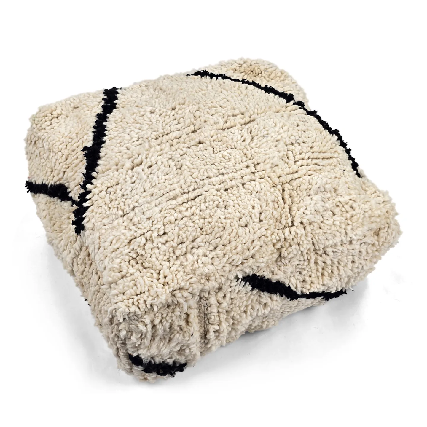 Sittepuff - Marokkansk Beni Ourain 043 (Størrelse: 60 x 60 cm)
