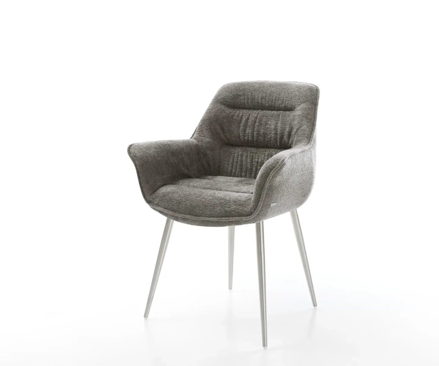 Esszimmerstuhl Kaira-Flex Bouclé Soft Schlamm 4-Fuß konisch Edelstahl