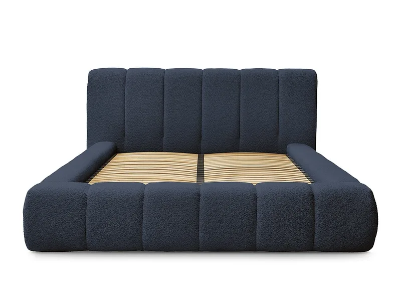 Kastenbett BOBOCHIC DENALI 160x200cm boucle-stoff dunkelblau