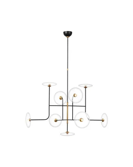 Calvino X- Arched Chandelier Black and Antique Brass Large