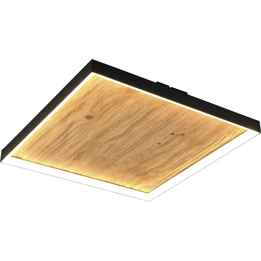 Deckenlampe Glen Holz/Metall schwarz - Farbe: natur/schwarz - LED - Lichtfarbe: Warmweiss - LED Energiesparlampen
