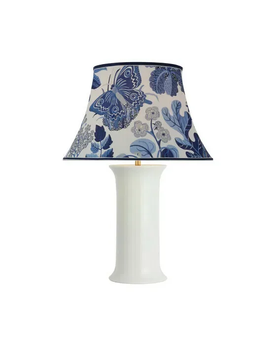 Mallory Table Lamp White/Marine Exotic Butterfly