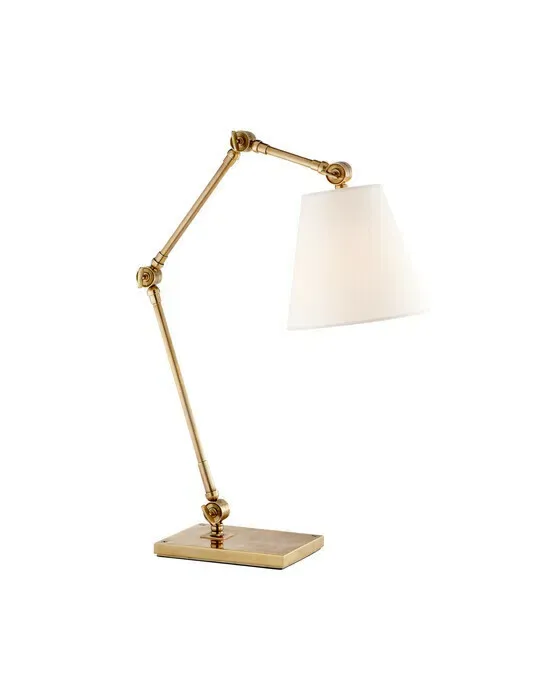 Graves Task Lamp Antique Brass/Linen Shade