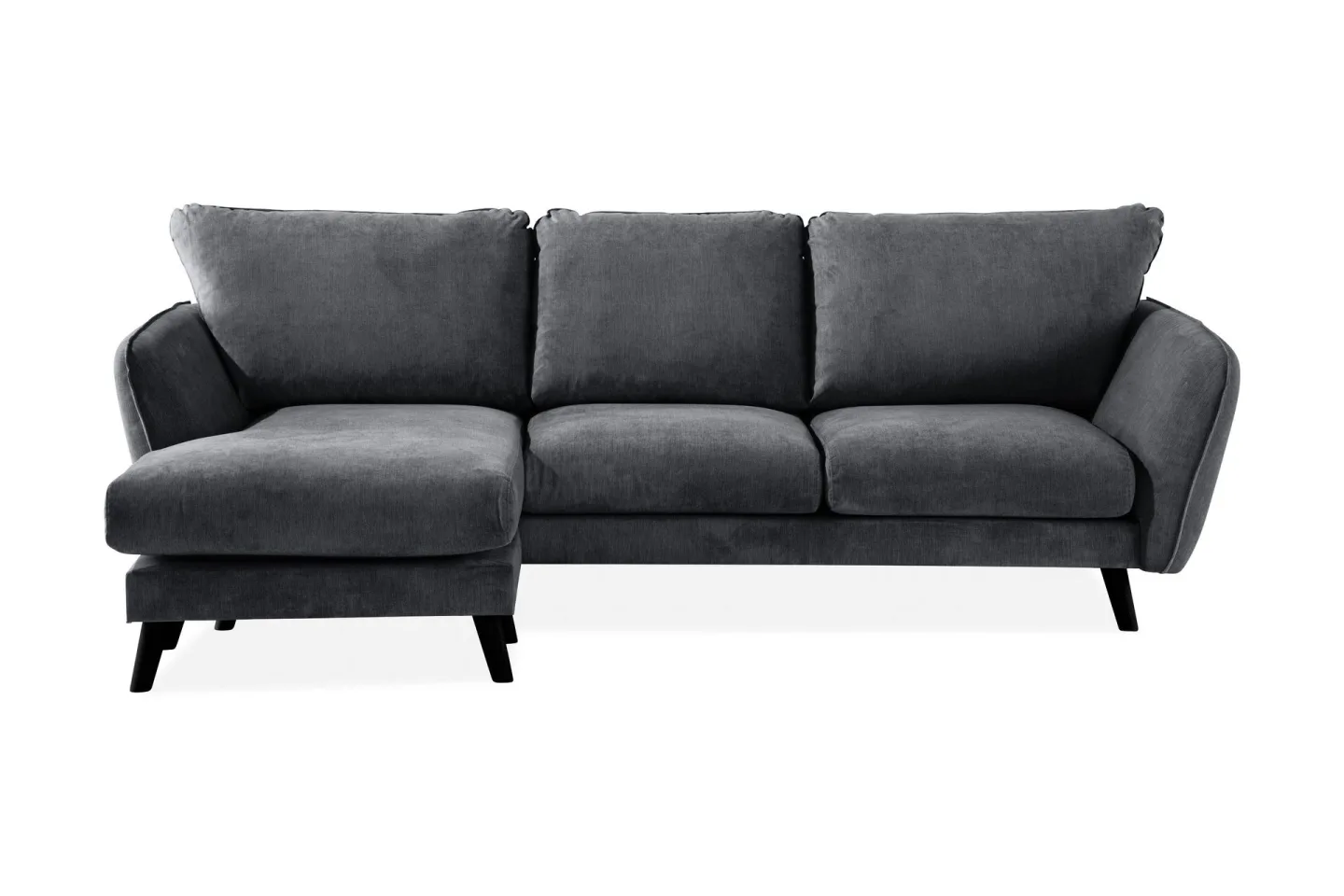 Trend Lyx 3-sits Vänstervänd L-formad Divansoffa i Tyg - Mörkgrå