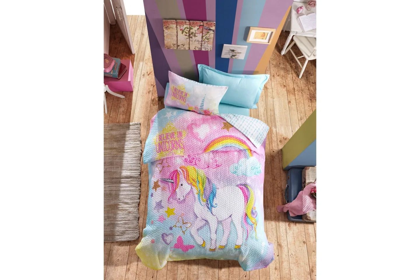 Cotton Box Four Seasons Bäddset Barn 4-dels Ranforce - Mint/Rosa/Multi
