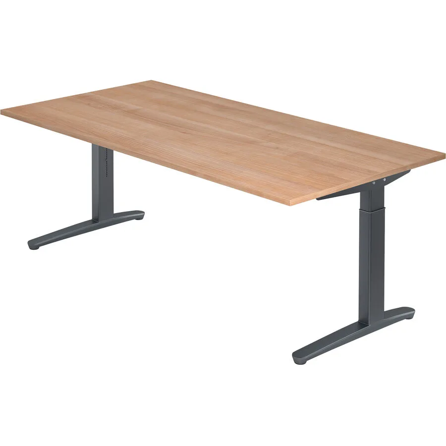 Schreibtisch Office nussbaum Holzwerkstoff Höhenverstellbar B 200 T 100 cm