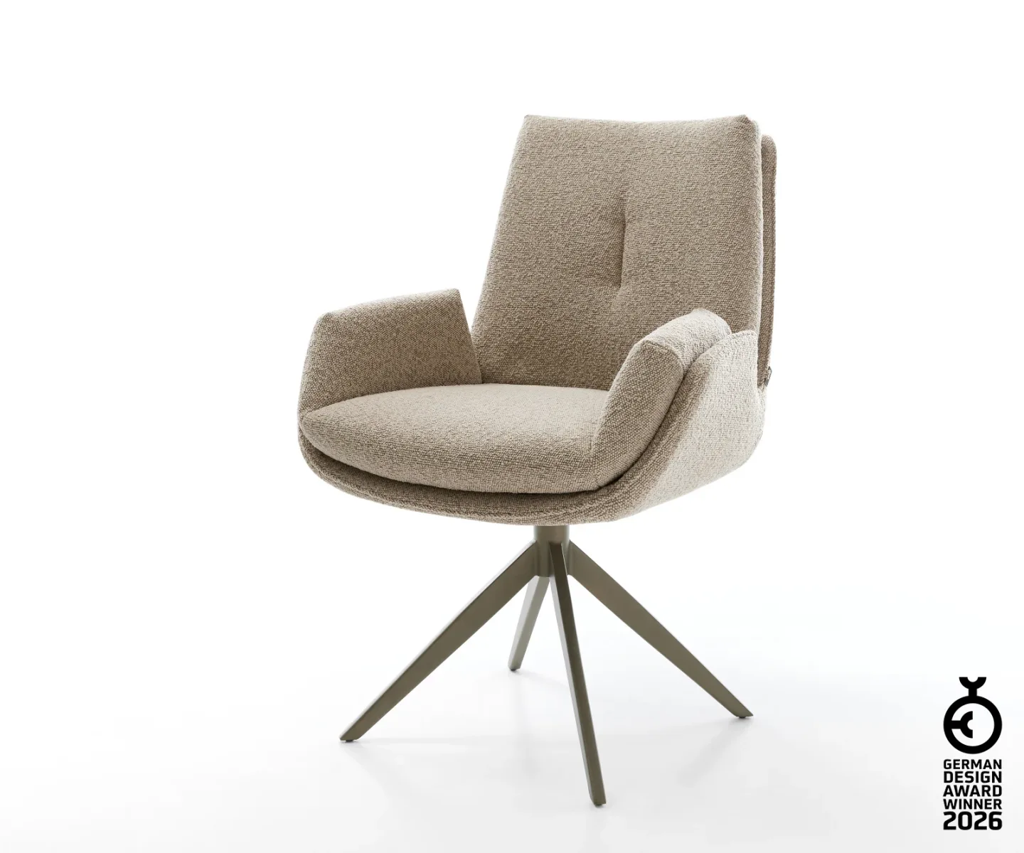 Drehstuhl Clea-Flex Bouclé Schlamm Kreuzgestell breit Effektfinish Titan 360° drehbar Wippfunktion