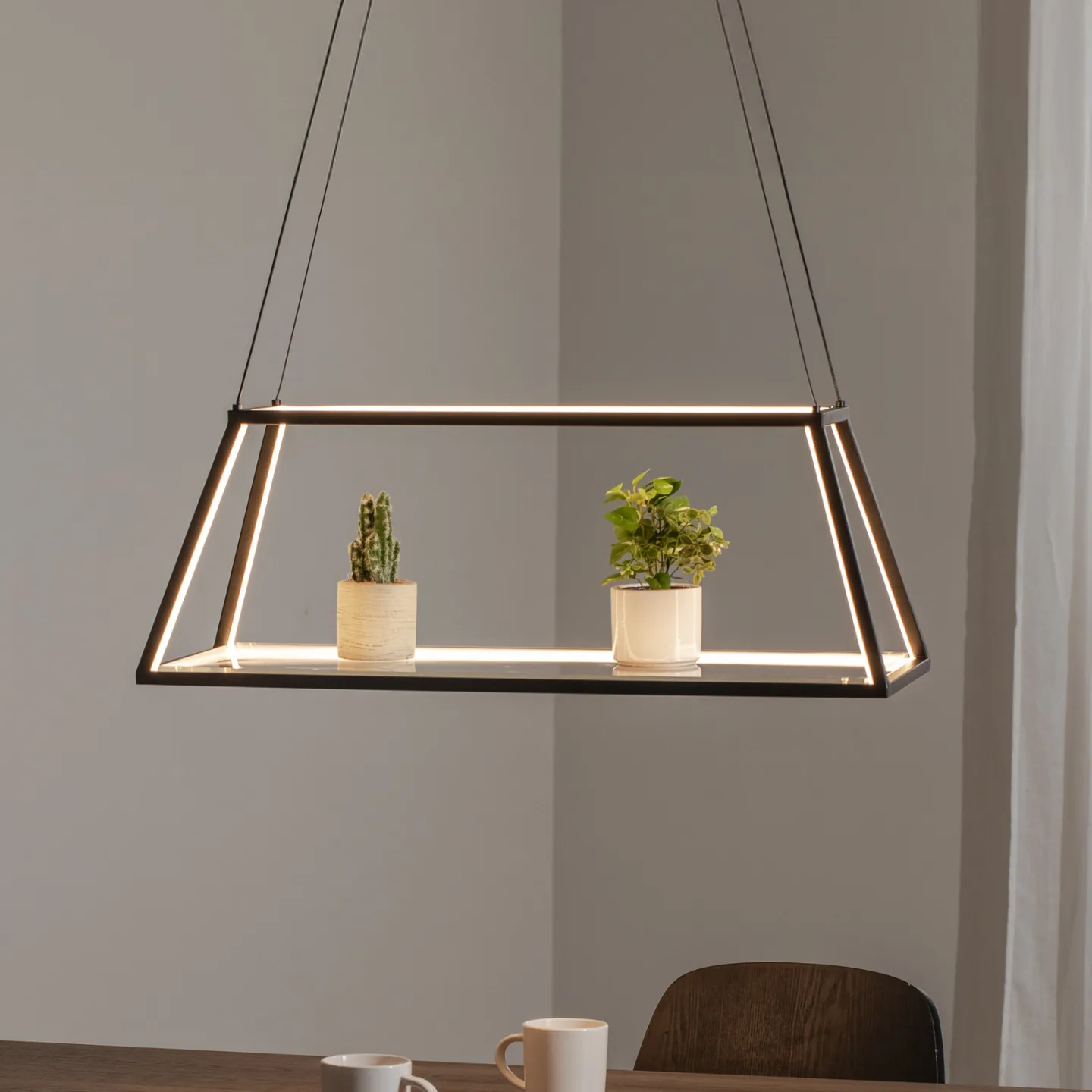 Mensola LED Pendel Sort - Lucande - Stue - Moderne - Aluminium - Med én lyskilde